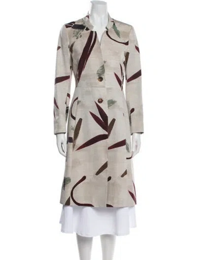 Pre-owned Etro Silk Printed Trench Coat In Neutral