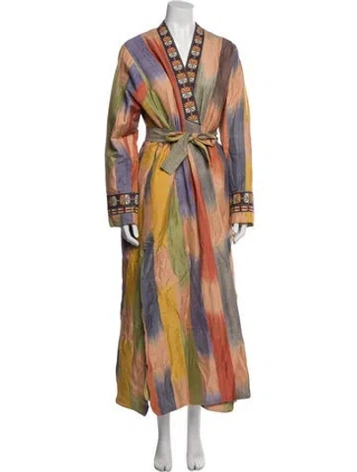 Pre-owned Etro Silk Printed Trench Coat W/ Tags In Multi