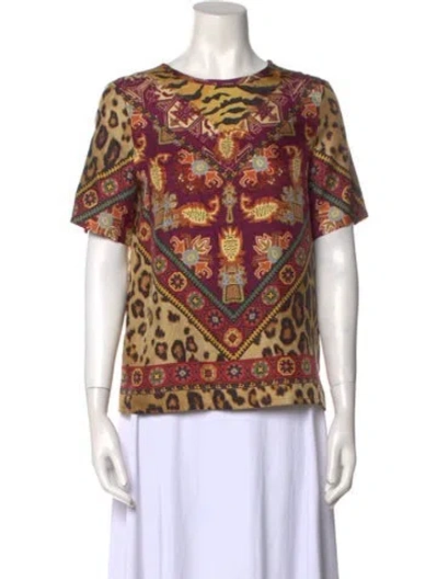 Pre-owned Etro Silk Printed T-shirt In Brown