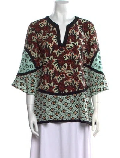 Pre-owned Etro Silk Printed Tunic In Blue