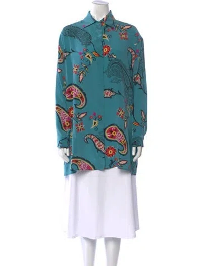 Pre-owned Etro Silk Printed Tunic In Blue