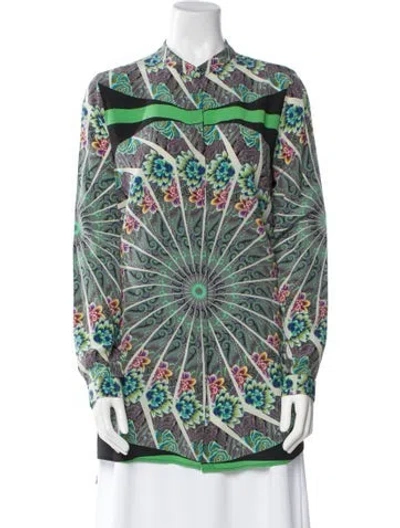 Pre-owned Etro Silk Printed Tunic In Green