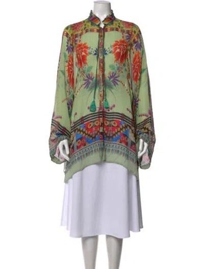 Pre-owned Etro Silk Printed Tunic In Green