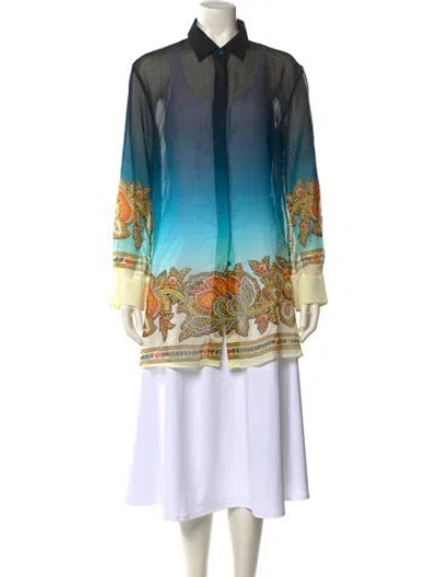 Pre-owned Etro Silk Printed Tunic W/ Tags In Multi