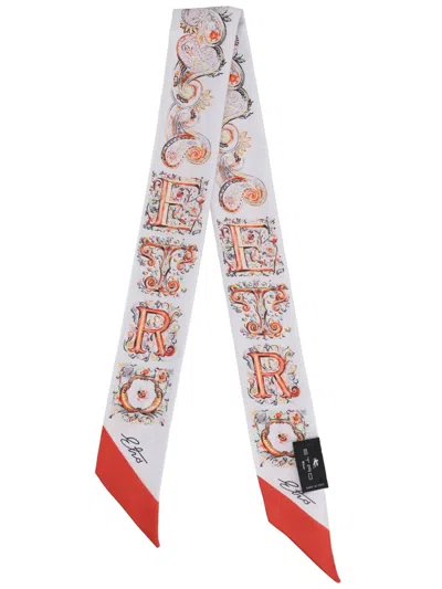 Etro Silk Printed Twilly Scarf In White