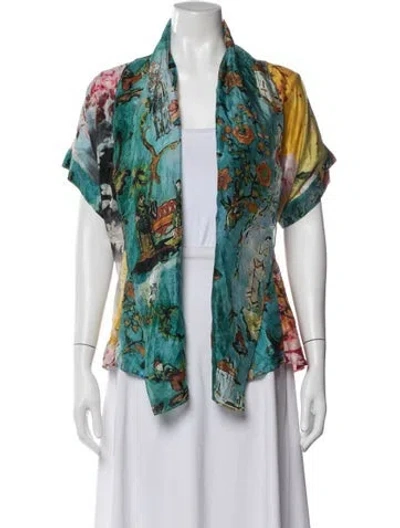Pre-owned Etro Silk Printed Vest In Green