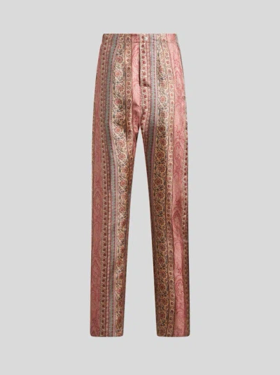 ETRO , SILK PYJAMA-STYLE TROUSERS, MAN, PINK, SIZE M