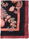 Etro Satin Floral Rectangular Scarves In Black