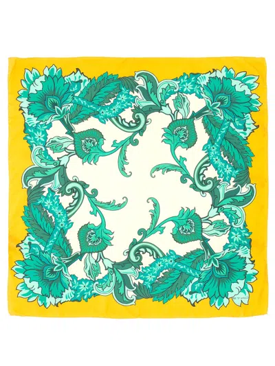Etro Vibrant Floral Silk Scarf Square Lightweight In Multicolour