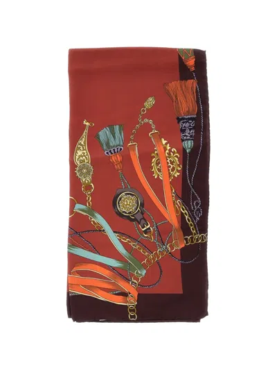 Etro Silk Scarf With Charm Motif In Brown