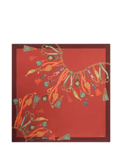 Etro Silk Scarf With Charm Motif In Purple