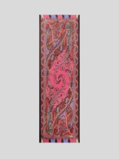 Etro , Schal Aus Seide Mit Floralem Rankenmotiv, Damen, Rosa