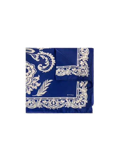Etro Silk Scarf With Floral Print In Blue