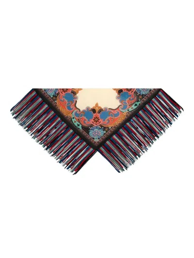 Etro Silk Scarf With Fringing And Floral Motif In Pattern