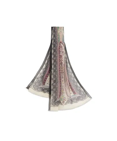 Etro Silk Scarf With Placed Print In Multi