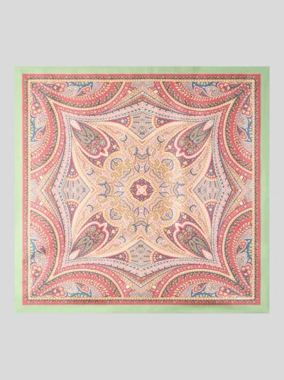 ETRO , SILK SCARF WITH PLACED PRINT, WOMAN, BURGUNDY