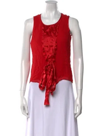 Pre-owned Etro Silk Scoop Neck Crop Top In Red