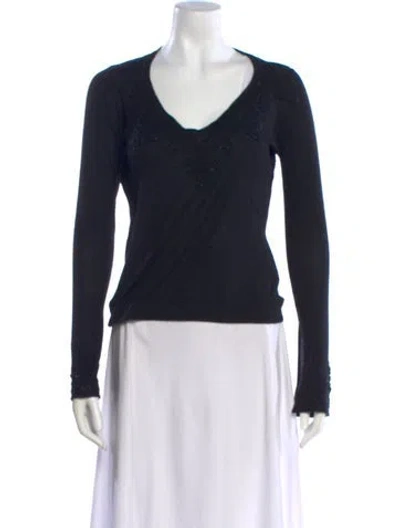 Pre-owned Etro Silk Scoop Neck Sweater In Blue