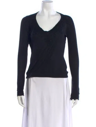 Pre-owned Etro Silk Scoop Neck Sweater In Blue