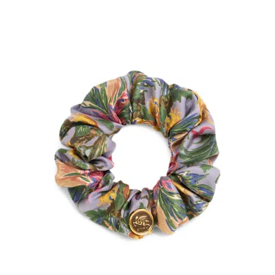 Etro Silk Scrunchie With Floral Motif In Multi