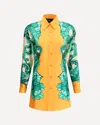 Etro Printed Collared Shirt With Cuffed Long Sleeves In Orange
