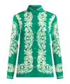 Etro , Silk Shirt With Placed Floral Print, Woman, Green, Size 38 In Green