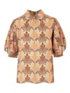 Etro Paisley Print Puff Sleeve Silk Blouse In Multi