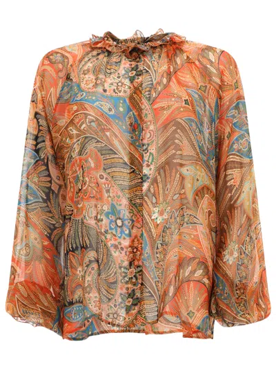Etro Silk Shirt In Orange
