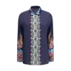 Etro Paisley Print Crepe De Chine Long-sleeved Shirt In Blue