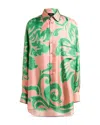 Etro Pink Silk Shirt With Green Print Women In Print On Pink