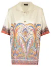 Etro Silk Shirt With Collared Neck And Print In White