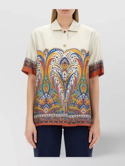ETRO SILK SHIRT WITH COLLARED NECK AND PRINT