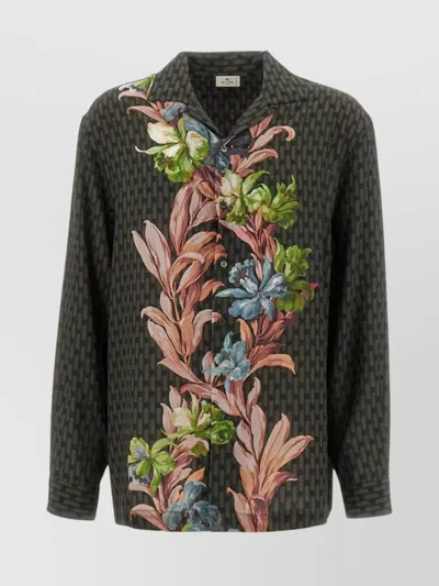 Etro Floral Print Long-sleeved Shirt In 0500