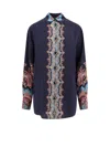 Etro Paisley Print Crepe De Chine Long-sleeved Shirt In Blue