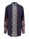 Etro Paisley Print Crepe De Chine Long-sleeved Shirt In Blue