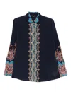 Etro Paisley-print Silk Shirt In Blue