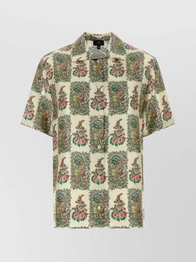 Etro Silk Shirt With Paisley Print And Collar In Multicolor