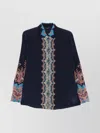 Etro Silk Shirt With Paisley Print And Collar In Blue