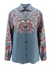 Etro Paisley Print Crepe De Chine Long-sleeved Shirt In Blue