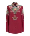 Etro Silk Shirt With Placed Print In Red
