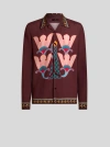 Etro Placed-print Long-sleeve Shirt In Burgundy