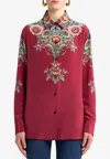 Etro Silk Shirt With Placed Print In Multi