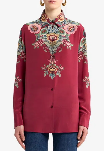 ETRO SILK SHIRT WITH PLACED PRINT