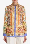 Etro Silk Shirt With Placed Print In Multi