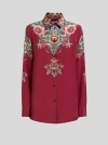 Etro Silk Shirt With Placed Print In Red