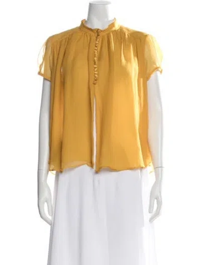 Pre-owned Etro Silk Short Sleeve Blouse In Yellow