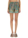 Etro Paisley Silk Shorts With Intricate Hem Detailing In Multicolour
