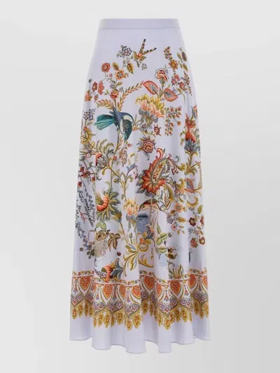 Etro Silk Skirt Floral Print High Waist Midi In Multi