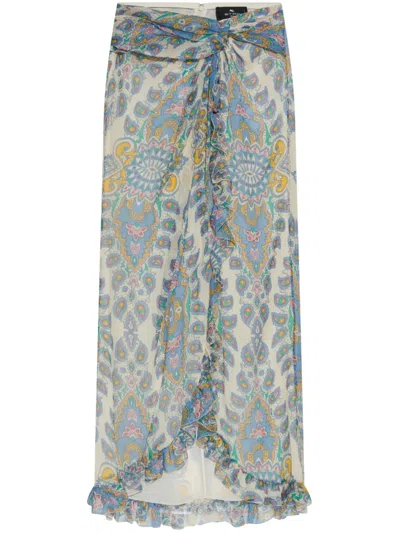 Etro Women's Long Natural Silk Skirt Est Amebas In Stfdbianco