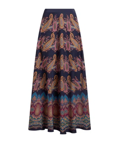 ETRO SILK SKIRT WITH PLACED PRINT